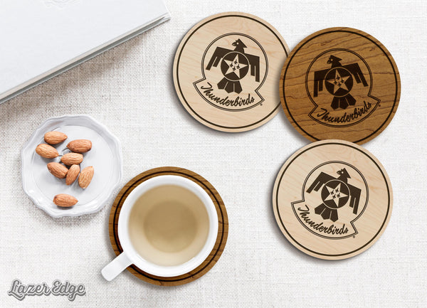 United States Air Force Thunderbirds Coaster - Crafted from Cherry or Maple Wood