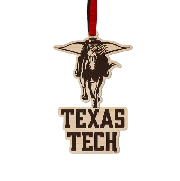 Texas Tech University Red Raider Ornament – Crafted from Cherry and Maple Wood – Texas Tech Red Raiders