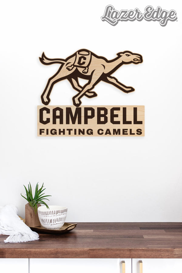 Campbell University Fighting Camels Wall Hanging - Crafted from Cherry or Maple Wood - Campbell Camels