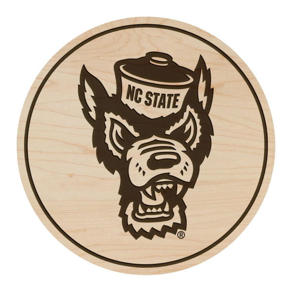North Carolina State University Tuffy Coaster – Crafted from Cherry or Maple Wood – NC State Wolfpack