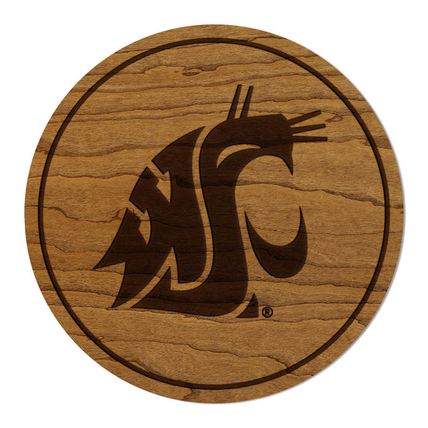 Washington State University Cougars Coaster – Crafted from Cherry or Maple Wood – Washington State Cougar