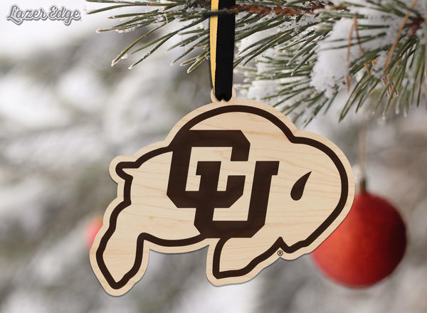 University of Colorado Buffaloes Ornament – Crafted from Cherry and Maple Wood – Colorado Buffaloes