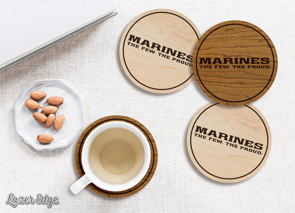 United States Marine Corps The Few The Proud Coaster - Crafted from Cherry or Maple Wood