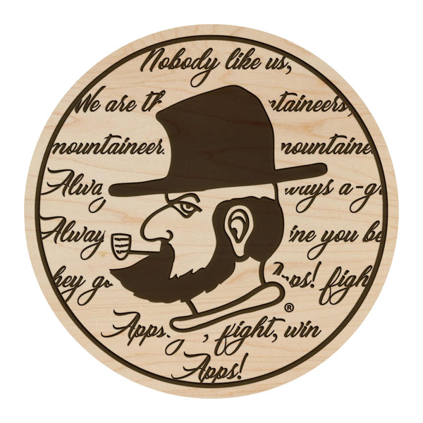 Appalachian State University Fight Song Coaster – Crafted from Cherry or Maple Wood – Appalachian Mountaineers