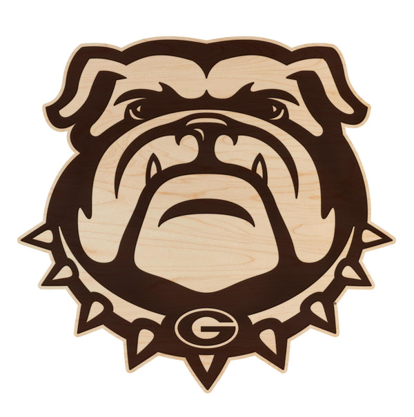 University of Georgia Bulldog Cutout Wall Hanging - Crafted from Cherry or Maple Wood - Georgia Bulldogs