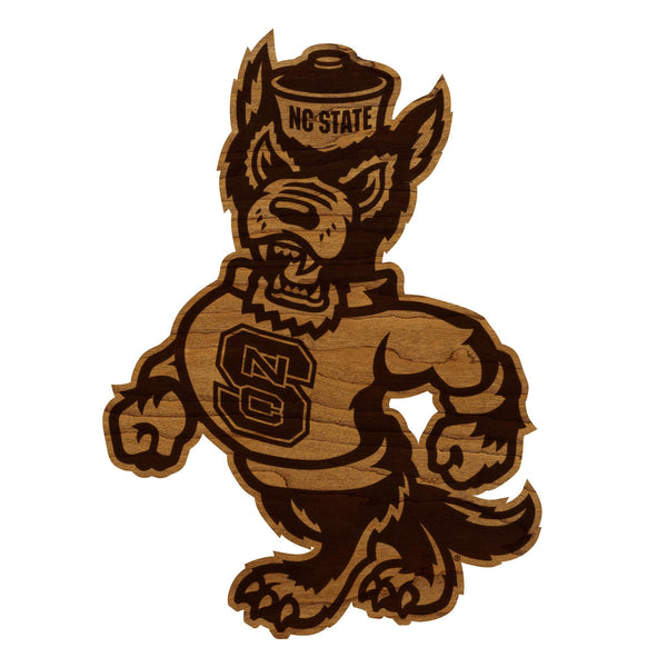 North Carolina State University Strutting Tuffy Wall Hanging - Crafted from Cherry or Maple Wood - NC State Wolfpack