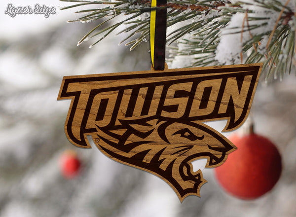 Towson University Tigers Ornament – Crafted from Cherry and Maple Wood – Towson Tigers