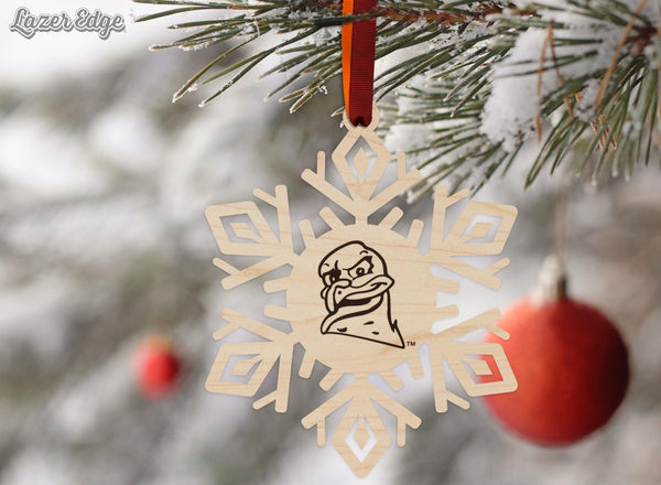 Virginia Tech Hokie Bird Snowflake Ornament – Crafted from Cherry and Maple Wood – Virginia Tech Hokies