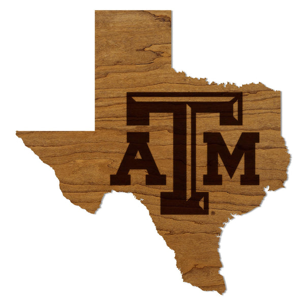 Texas A&M University on State Wall Hanging – Crafted from Cherry and  Maple Wood - TAMU Aggies