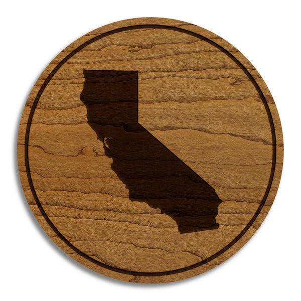 California State Map Coaster - Crafted from Cherry or Maple Wood