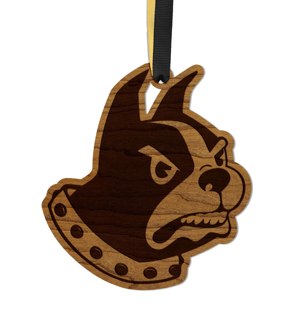 Wofford College Terriers Ornament – Crafted from Cherry and Maple Wood – Wofford Terriers