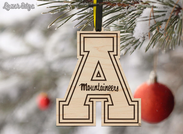 Appalachian State University App A Ornament – Crafted from Cherry and Maple Wood – App State Mountaineers