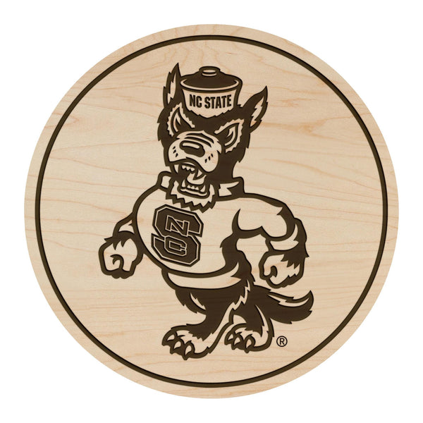 North Carolina State University Strutting Tuffy Coaster – Crafted from Cherry or Maple Wood – NC State Wolfpack