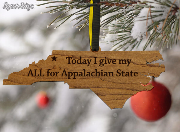 Appalachian State Give My All Ornament – Crafted from Cherry and Maple Wood – App State Mountaineers