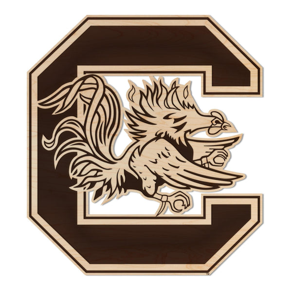 University of South Carolina Block C Gamecock Wall Hanging – Crafted from Cherry and  Maple Wood - USC Gamecocks