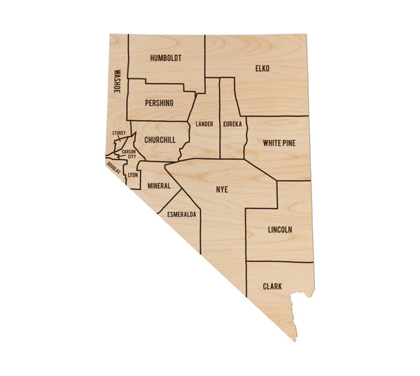 Nevada County Map Wall Hanging - Crafted from Cherry or Maple Wood