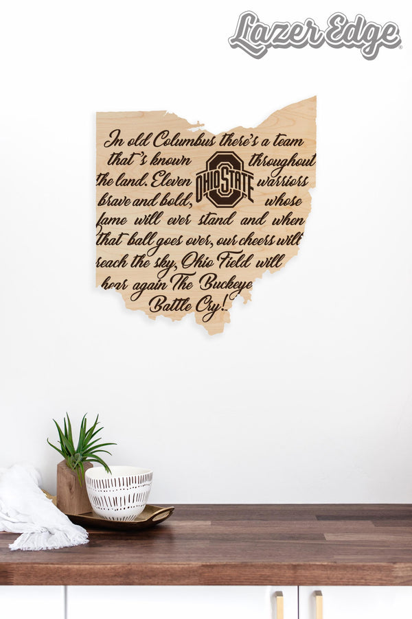 Ohio State University Fight Song Wall Hanging - Crafted from Cherry or Maple Wood - Ohio State Buckeyes