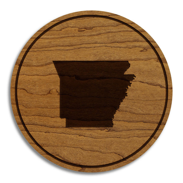 Arkansas State Map Coaster - Crafted from Cherry or Maple Wood