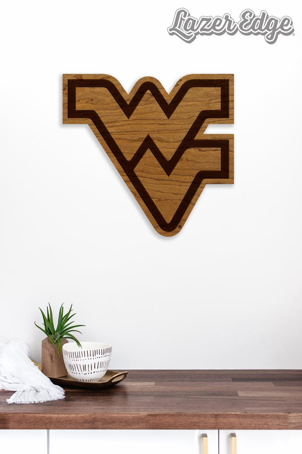 West Virginia University Flying WV Wall Hanging - Crafted from Cherry and Maple Wood - West Virginia Mountaineers