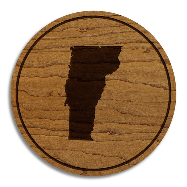 Vermont State Map Coaster - Crafted from Cherry or Maple Wood