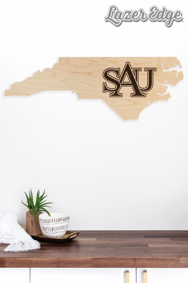 Saint Augustine's University SAU on State Wall Hanging - Crafted from Cherry or Maple Wood -  SAU Falcons
