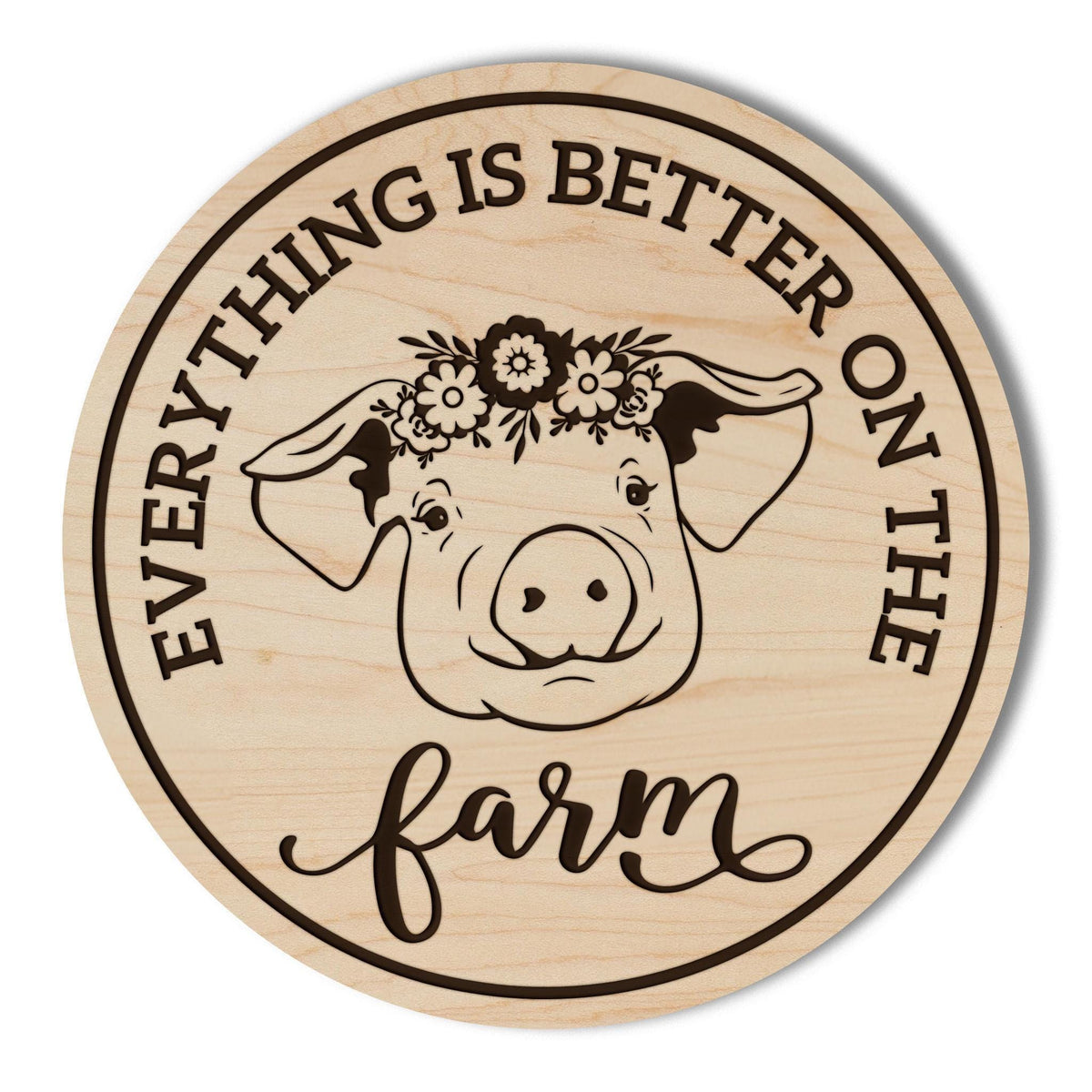 Pig Wooden Coaster - Crafted from Cherry or Maple Wood - Farm Animals ...