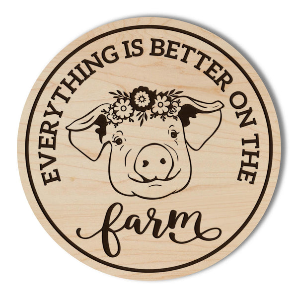 Pig Wooden Coaster - Crafted from Cherry or Maple Wood - Farm Animals