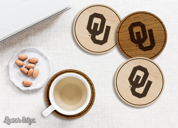 Oklahoma University OU Coaster – Crafted from Cherry or Maple Wood – Oklahoma Sooners