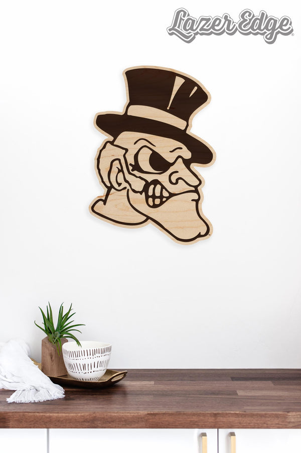 Wake Forest University Demon Deacon Logo Wall Hanging - Crafted from Cherry and Maple Wood - Wake Forest Demon Deacons