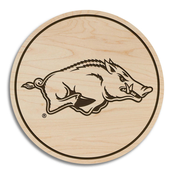 University of Arkansas Razorbacks Coaster – Crafted from Cherry or Maple Wood – Arkansas Razorbacks