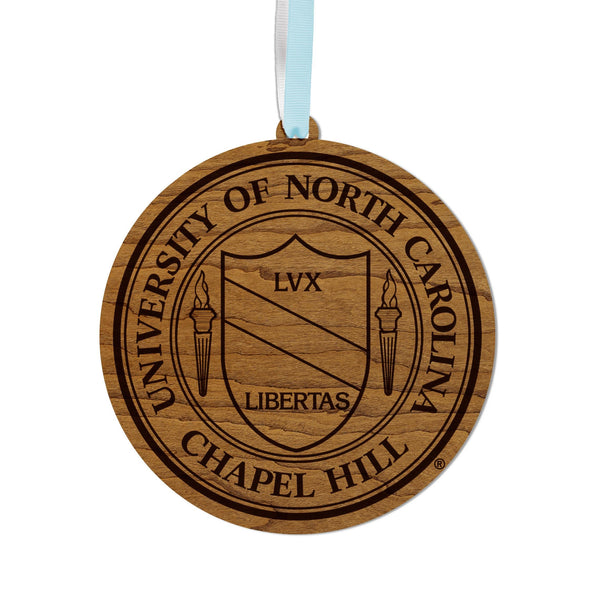 University of North Carolina Chapel Hill Seal Ornament – Crafted from Cherry and Maple Wood – UNC Tar Heels