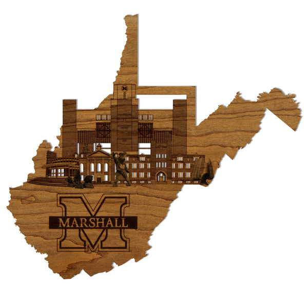 Marshall University Skyline Wall Hanging - Crafted from Cherry or Maple Wood