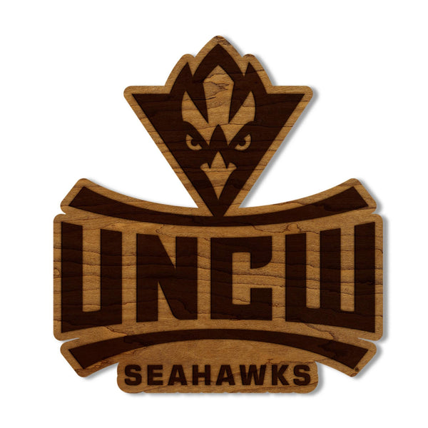 University of North Carolina at Wilmington Logo Wall Hanging – Crafted from Cherry and  Maple Wood - UNCW Seahawks