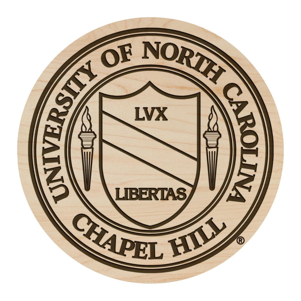 University of North Carolina Chapel Hill Seal Coaster – Crafted from Cherry or Maple Wood – UNC Tarheels