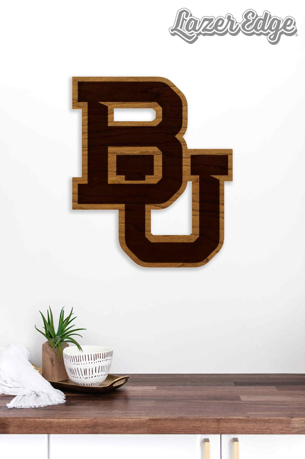Baylor University Interlocked BU Wall Hanging - Crafted from Cherry and Maple Wood - Baylor University Bears