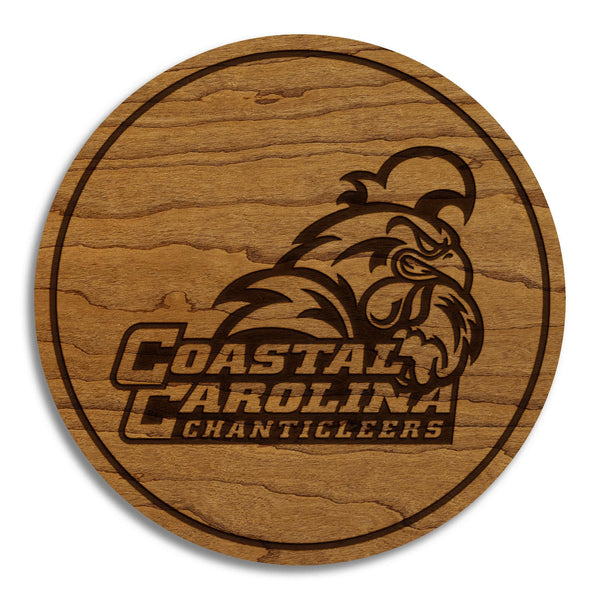 Coastal Carolina University Chanticleers Wordmark Coaster – Crafted from Cherry or Maple Wood – Coastal Carolina Chanticleers