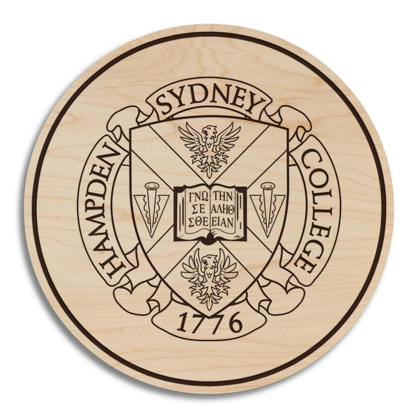 Hampden-Sydney College Seal Coaster – Crafted from Cherry or Maple Wood – Hampden-Sydney Tigers