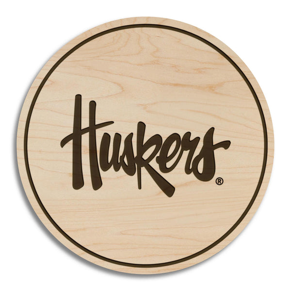 University of Nebraska Huskers Coaster - Crafted from Cherry or Maple Wood - Nebraska Huskers