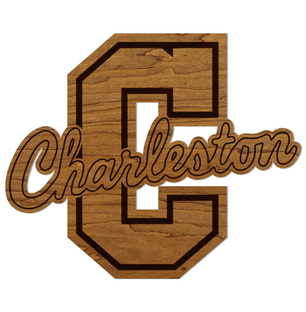 College of Charleston Logo Cutout Wall Hanging - Crafted from Cherry or Maple Wood - Charleston Cougars