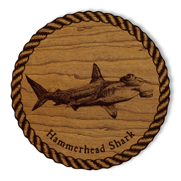 Hammerhead Shark Wooden Coaster - Crafted from Cherry or Maple Wood