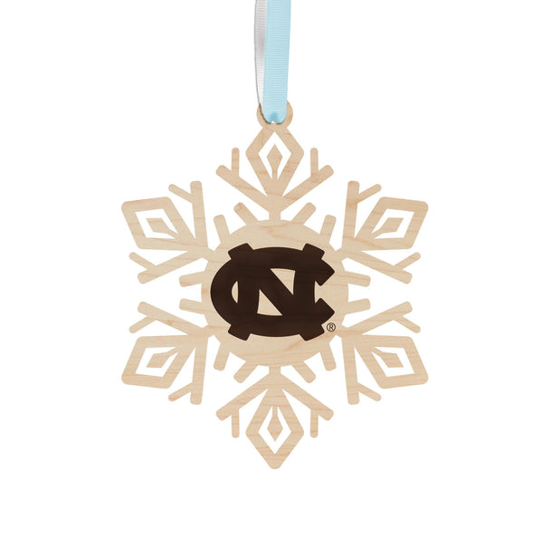 University of North Carolina Chapel Hill NC Snowflake Ornament – Crafted from Cherry and Maple Wood – UNC Tar Heels