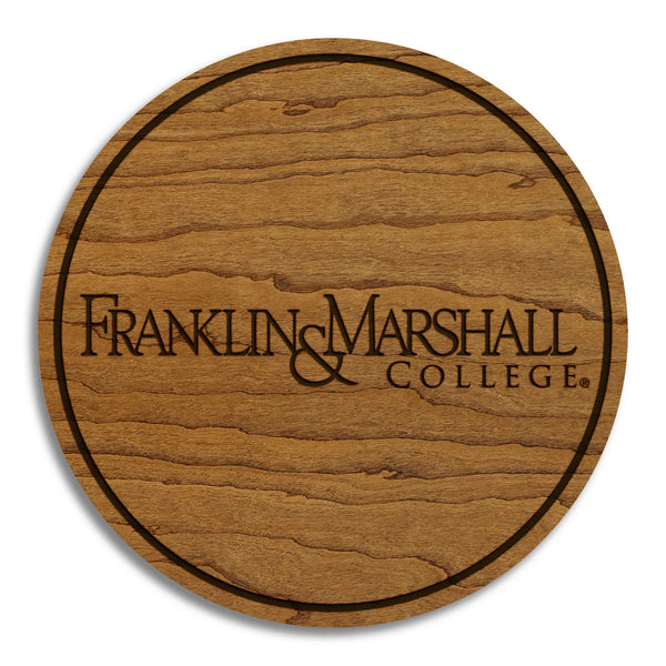 Franklin & Marshall Logo Coaster – Crafted from Cherry or Maple Wood – Franklin and Marshall College