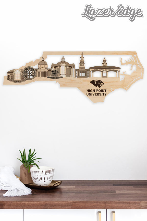 High Point University Skyline Wall Hanging - Crafted from Cherry or Maple Wood