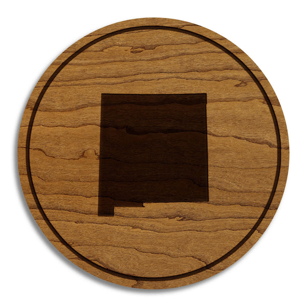 New Mexico State Map Coaster - Crafted from Cherry or Maple Wood