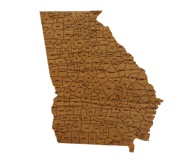 Georgia County Map Wall Hanging - Crafted from Cherry or Maple Wood