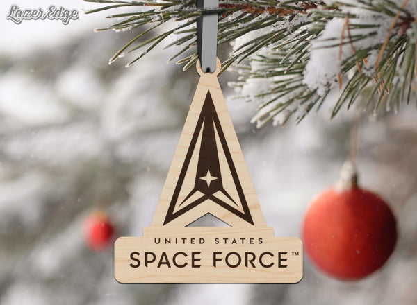 United States Space Force Emblem Ornament – Crafted from Cherry or Maple Wood