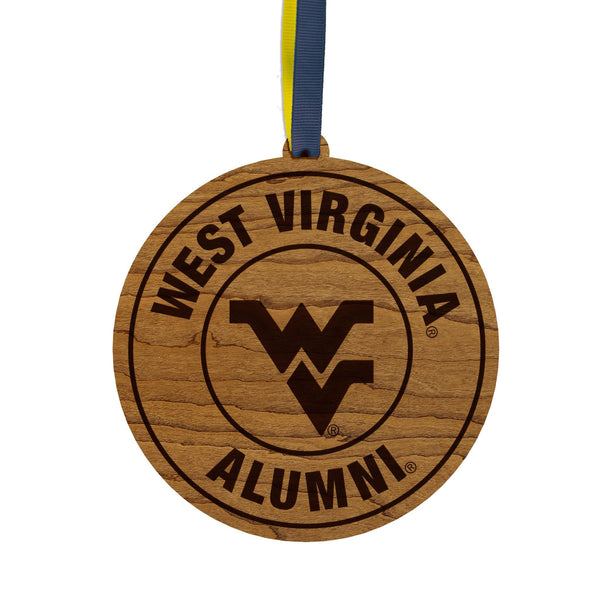 West Virginia University Alumni Ornament – Crafted from Cherry and Maple Wood – West Virginia Mountaineers