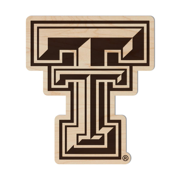 Texas Tech University Double T Magnet - Crafted from Cherry or Maple Wood - Texas Tech Red Raiders