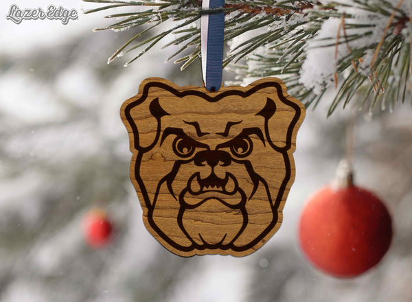 Butler University Bulldog Ornament – Crafted from Cherry and Maple Wood – Butler Bulldogs