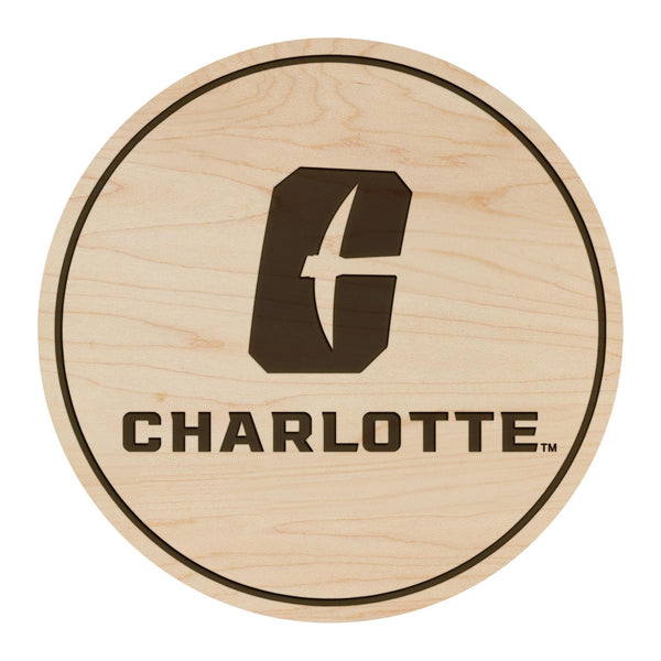 University of North Carolina at Charlotte Wordmark Coaster – Crafted from Cherry or Maple Wood – UNC Charlotte 49ers